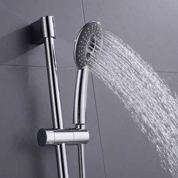 Dušas Sistēma Ovāls Lietus Showerhead Vannas istaba ABS Rokas Duša Regulējams Dušas Turētājs Slide Bar un Ziepju trauks Chrome Apdare