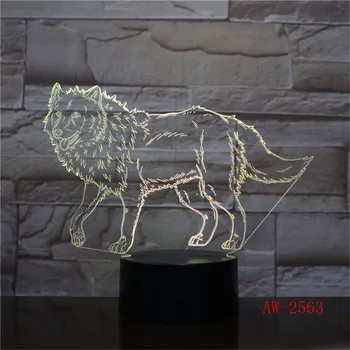 Dzīvnieku Gaudot Wolf 3D Lampas LED USB Galda Nakts Gaisma Multicolor Lava RGB Apgaismojums Luminaria Ziemassvētku Slēdzis Touch Tālvadības AW-2563