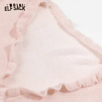ELFSACK Rozā Cietie Minimālisma Stilā Veidotas Ikdienas Jaka Sieviešu Džemperi 2020. Gadam Pavasara Tīra Tauriņš Piedurknēm korejas Girly Dienas Augšu