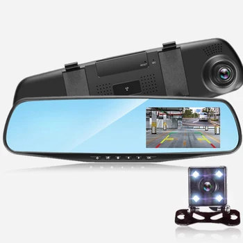 Full HD 1080P Automašīnas Dvr Kamera Auto 4.3 Collu Atpakaļskata Spogulis dash Digitālo Video Ierakstītāju Dual Objektīvs Registratory Videokamera