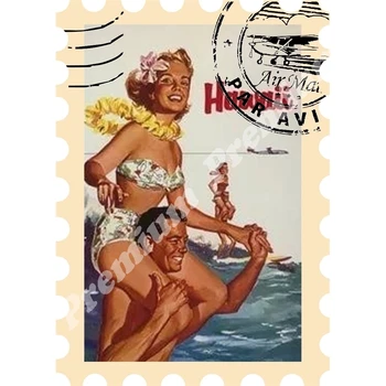 Hawaii suvenīru magnēts vintage tūrisma plakāts