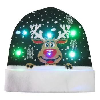 Ir 2021. Jaunais Gads LED Gaismas Trikotāžas Ziemassvētku Cepuri Krāsains Žilbinošas Gaismas Adīta Cepure Sniegavīrs Modelis Cepuri ar LED Gaismas Ziemassvētku