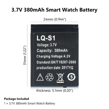 Izturīgs Smart Skatīties Akumulators 1 Gab LQ-S1 3,7 V 380mAh Uzlādējams Li-jonu Polimēru Akumulatora Smart Skatīties DZ09