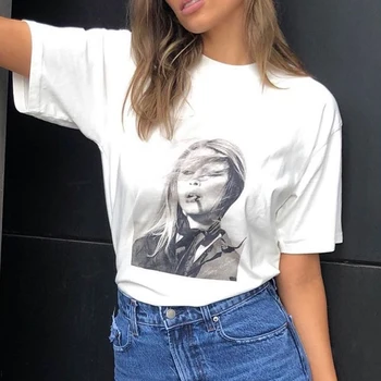 Jastie 2020. gadam Grafisko Tee Krekls Sievietēm Kokvilnas ar Īsām Piedurknēm Vasaras T-krekls Top Gadījuma Tees Vintage Šiks Topi Blusa camisetas mujer