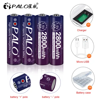 Jauns 1,5 v AA uzlādējamas baterijas 2800mwh li-ion (litija jonu AA 2A baterijas rotaļlietas kameras zibspuldzes