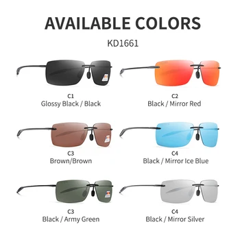 KDEAM bez apmales Taisnstūrī Vīriešu Polarizētās Saulesbrilles, Ultra-light TR90 Materiāla Brilles Rāmis UV400 Sporta Sunglass