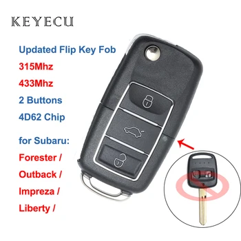 Keyecu Atjaunināts Flip Tālvadības Auto Auto Atslēgu Fob 2 Pogas 315 / 433MHz ar 4D62 Mikroshēmu Subaru Impreza Forester Liberty