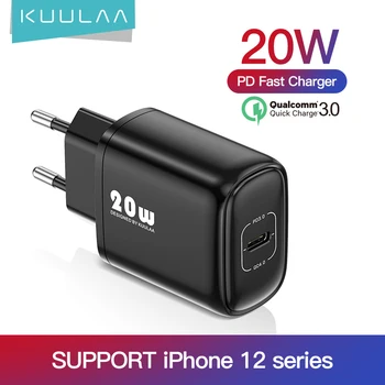 KUULAA 20W PD Lādētāju 4.0 3.0 QC USB C Lādētājs Ātri Uzlādēt Apple Iphone 11 12 Pro Max XS XR X Xiaomi Mobilo Telefonu Lādētājs
