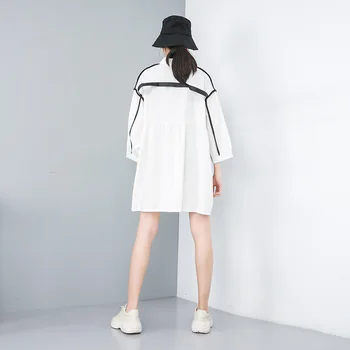 LANMREM 2021. gada Vasaras Drēbes sievietēm, Jaunais Modelis dubultās kabatas baltu kreklu Personības zaudēt lielu izmēru ikdienas blūze YG98100
