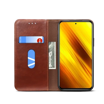 Luksusa Retro Ādas Pārsegu, Lai Xiaomi MI Poco X3 NFC POCCO M3 F2 Pro Gadījumā Seifa Kartes Stāvēt Magnētisko Grāmatas Vāka Telefonu Gadījumā