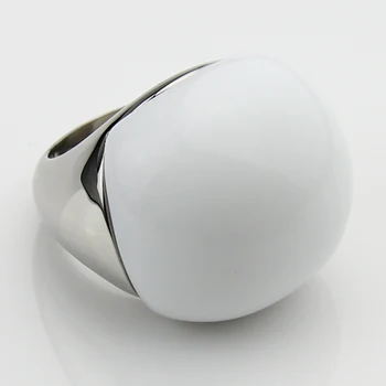 LYCOON Modes sieviete opal rotaslietas, Gredzens, Augstas kvalitātes 316L Nerūsējošā tērauda ar lielo balto bumbu formas akmens gredzeni dāma vai meitenes