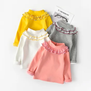 Līdz 2018. gada Rudens&Ziemas garām Piedurknēm Meitenēm, T-krekli Savirmot Siltā Apakšveļa t-veida Krekls Enfant Gadījuma Toddler Meitene Topi