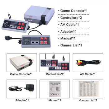 Mini TV Rokas Ģimenes Atpūta Video Spēļu Konsole AV Izeja Retro Iebūvēts 620 Klasiskās Spēles Dual Gamepad Spēļu Spēlētājs