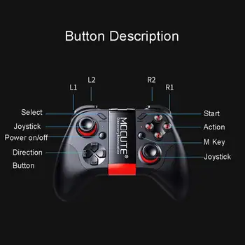 MOCUTE 054 Bluetooth Spēļu Kontrolieris Bezvadu Spēļu Kontrolieris Mobilo Gamepad Ilgu Akumulatora Dzīves Vr Kontrolieris Smart Tālruni