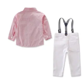 Modes Toddler Bērniem, Baby Boy Krekls ar garām Piedurknēm T-krekls Top+Siksna Bikses Maiga (Dungriņi), Drēbes, Apģērbu Komplekts Rudens