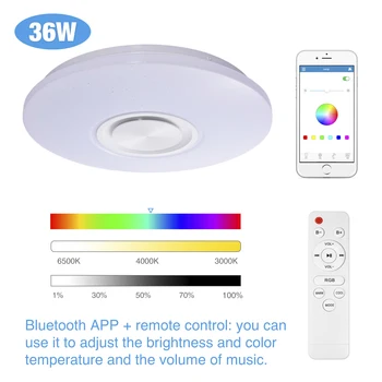Mūzikas RGB LED Griestu Gaismas Intensitāti 36W Lampas Guļamistabas APP Bluetooth Tālvadības pults Smart Guļamistaba Taimeris, Nakts Lampas