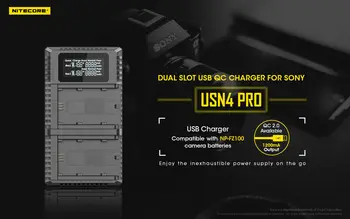 Nitecore USN4 PRO Digital Dual Slot Ceļojumu Kamera, Lādētājs Sony NP-FZ100 Baterijas, Saderīgs Ar a7 III, a7R III, a9
