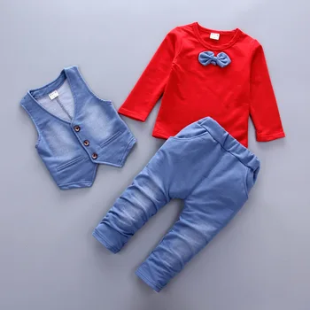 Pavasara Rudens Bērnu Modes Apģērbu Baby Zēni Meiteni Vest T Krekls, Bikses 3Pcs/komplekti Bērniem Zīdaiņu Tērpu Toddler Kokvilnas Sporta