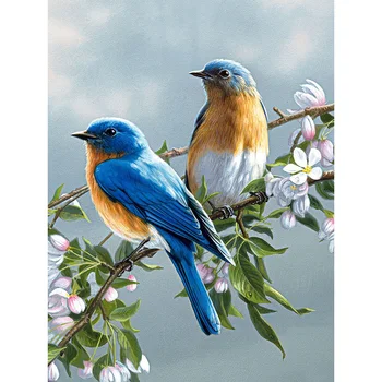 Pilnu Kvadrātveida/Kārtas Urbt Izšuvumi Pavasara Putni 5D DIY Dimanta Glezna Krustdūrienā Rhinestone Mozaīkas E08