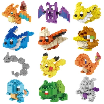 Pokemon 3D DIY Celtniecības Bloki Izglītības Rotaļlietas, Pikaču Modelis, Ornaments, TAKARA TOMY Mikro Mewtwo Bloku, Ķieģeļu Mazo Samontēti Dāvanu