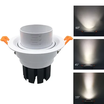 Regulējamas cob LED downlight 5W 10 W, 15 W Regulēt stara leņķis 15 /45 /60 grāds LED Griestu Lampas AC110V 220V