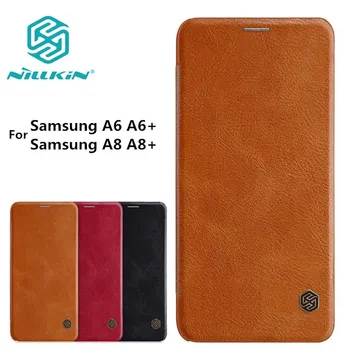 Samsung Galaxy A6 A6+ A8 A8+ Plus 2018 Versija Gadījumā NILLKIN QIN Series Flip Ādas Vāciņš Gadījumā Luksusa Zīmolu Maka Vāks
