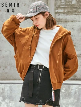 SEMIR Jaka sievietēm 2019. gada rudenī jaunu zaudēt lielgabarīta kapuci jaka adīta sieviešu krekls Han Ventilators kokvilnas outwear
