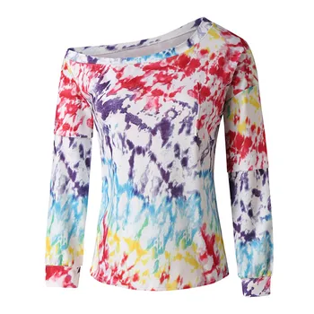 Sieviešu sporta Krekls kaklasaišu Krāsošanas Iespiests ar garām Piedurknēm Džemperis ziemas sieviešu apģērbu Gadījuma sviedri japonais Modes 2020. gadam 8.10