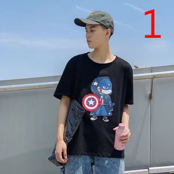 T-krekls vīriešu korejiešu versiju, tendence modes personības Slim plāna sadaļu mercerized kokvilnas savvaļas krekls