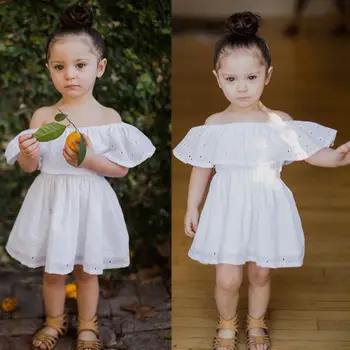 Toddler Bērniem, Baby Pie Pleca tunika kleita balta, vasarā bērniem meitene kleitas Gadījuma Puse kāzu chidlren meitenes sundress
