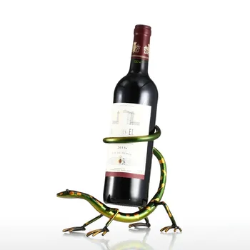 Tooarts Gecko Vīna Plaukts Vīna Turētājs Praktisks Metāla Skulptūru Figūriņas Mājas Apdare Vīna Stendu, Interjera Dizains Amatniecība
