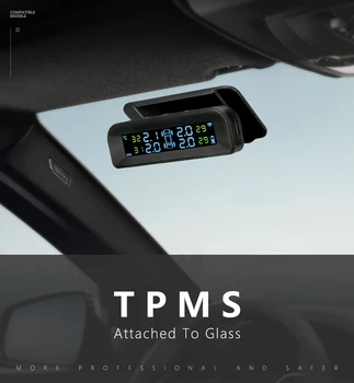TPMS Automašīnu Riepu Spiediena Monitoru Sistēma Automātiska Spilgtuma Kontroles Pievienots Stikla bezvadu Saules Enerģijas tpms ar 4 Sensoriem