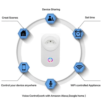Tuya WIFI Smart Ligzda Smart Plug Brazīlija Plug 10.A Tālvadības Alexa, Google Home Energy Monitor