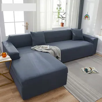 Tīrtoņa krāsu stūra dīvānu pārvalki dzīvojamā istaba elastīgi spandex slipcovers dīvāna pārsegs stiept dīvāns dvieļu L formas vajag 2gab