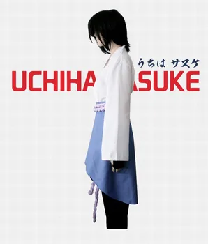 Uchiha Sasuke cosplay kostīmi anime Naruto Shippuden apģērbu trešās Paaudzes Drēbes (Žakete+bikses+Vidukļa virves+handguard S-2XL