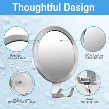 Vannas istaba piesūcekni anti-miglas spoguļu alumīnija sakausējuma āķis dušas skūšanās spogulis pavisam jaunu jaunināšanas bezmaksas caurumošanas duša spogulis