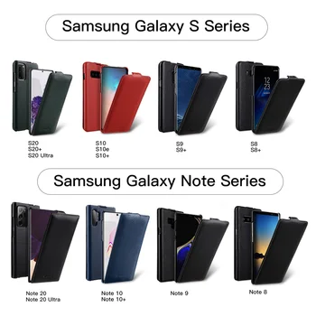 Vertikālā Atvērta Īsta Āda Flip Tālrunis Lietā Samsung Galaxy S20 Ultra S20 S10 9 Note20 Ultra Plus 10 Govs Biznesa Soma Vāciņu