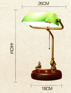 Vintage Baņķieris Galda Lampa Zaļā Stikla Vāks Bērza Koksnes Bāzes Galda Lampas Armatūra
