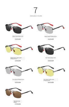 Vīrieši Photochromic Polarizētās Saulesbrilles, Bezrāmju Saules Brilles par Vīriešu un Sieviešu Nakts Redzamības Braukšanas Brilles 