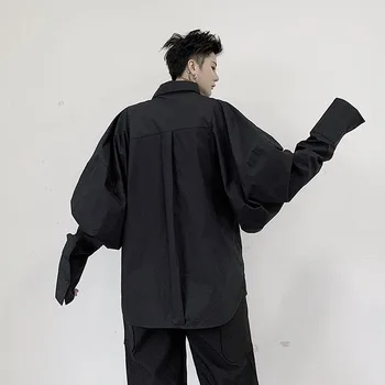 Vīrieši Retro Modes Plašu Garām Piedurknēm Ikdienas Krekls Vīriešu Japāna Streetstyle Vintage Punk Gothic Brīvs Kleita Krekli Posmā Apģērbi