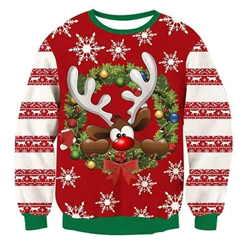 Vīriešu, Sieviešu Džemperis 3D Neglīts Ziemassvētku Džemperis Brīvdienas Santa Elf Funny Ziemassvētku Džemperis Unisex Džemperis Rudens Ziemas Drēbes Augšu