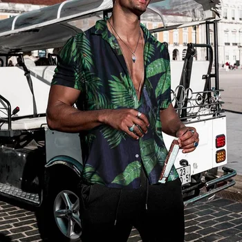 Vīriešu Vasaras Havaju Ikdienas Krekls Vīriešiem Ziedu Beach Īsām Piedurknēm Krekli, Topi Tee Pogu Top Slim Fit Stilīgas Krekli