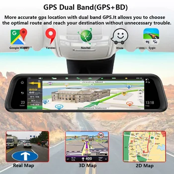 WHEXUNE12 Collu IPS 4 Kanālu 4G Android Dash Cam ADAS WIFI Automašīnas DVR Video ierakstīšana Full HD 1080P Atpakaļskata Spogulī, GPS Navigācija
