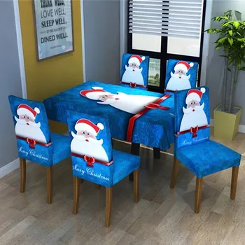 Ziemassvētku Rotājumi Elastīgs Krēslu Vāka Taisnstūra Pusdienu Galda Drānu Nepievelk Putekļus Attiecas Mājas Ziemassvētki Sniegavīrs Galdauti 5 Izmēri