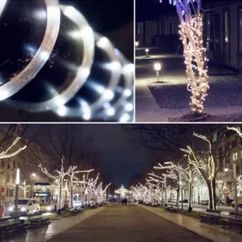 Ziemassvētku String Gaismas Ūdensdrošs LED Pasaku Gaismas Āra Kāzu/Puse, Dārza Dekorēšana Virves Caurule 10M Akumulatora Vainags Lampas