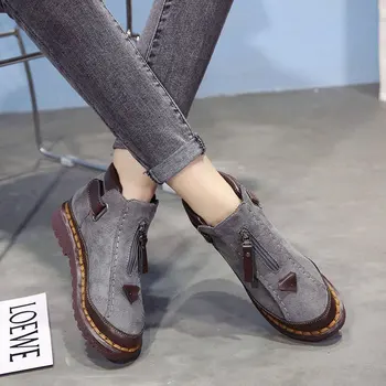 Zābaciņi sieviešu kurpes ir 2021. modes hook & loop cietā rudens platformas kurpes sieviete potītes zābaki dāmas kurpes, botas mujer