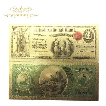 10pcs/daudz Krāsu ASV Zelta Banknotes 1 Dolāra Banknotes 24k Zeltu 1875 Gadā ir Viltotas Naudas Iekasēšanas