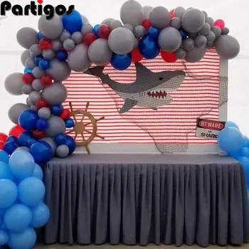 122pcs Haizivs Jūras Tēma Balonu Vainags Arku Komplekts Zils Pelēks Lateksa Baloni Dzimšanas dienas Baby Dušas Kāzu Rotājumi