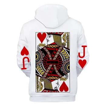 2019. gada Rudenī Poker 3D Hoodies Vīriešu/sieviešu Modes Streetwear Harajuku Ziemas 3D Drukas Sarkana sirds Q Pokera Vīriešiem, Hoodies sporta Krekls