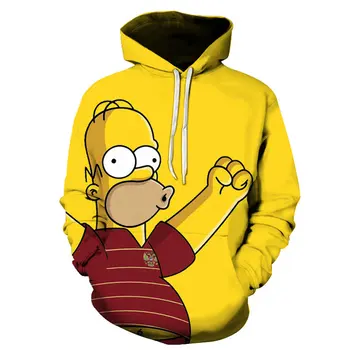 3D Multiplikācijas filmu drukāšana Hoodies Gudrs Homer Simpson Un viņa Dēls Anime pelēkā vārna Sērija Vīriešiem / Sievietēm, kas Rudens un Ziemas sporta Krekls Hoodies
